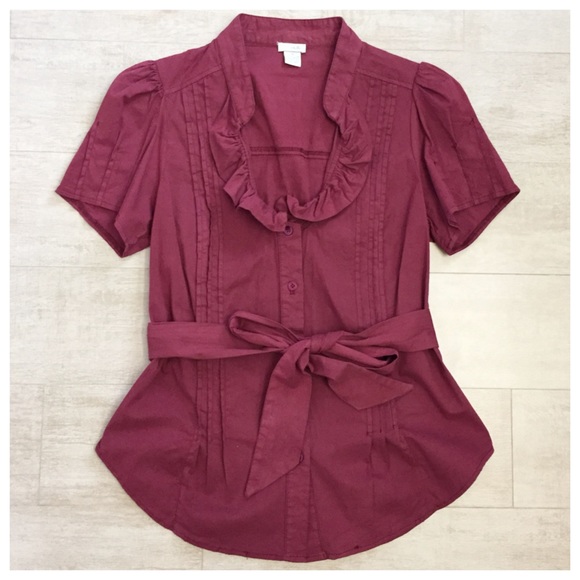 Anthropologie Bordeaux Shirt Blouse Top