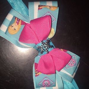 Frozen inspired bow on turquoise elastic