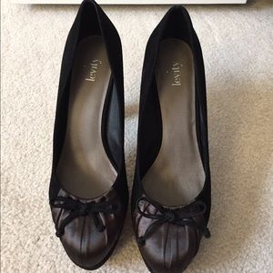 Black seude platforms