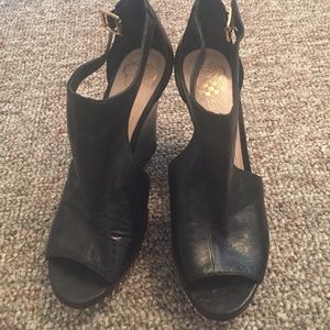 Vince Camuto black studded wedges