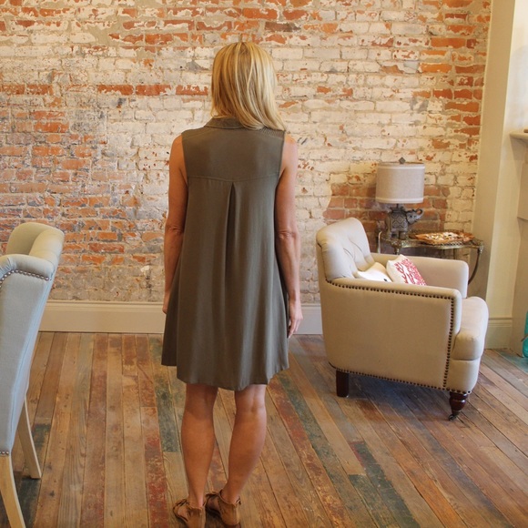 Olive button down shirt dress - Picture 4 of 4