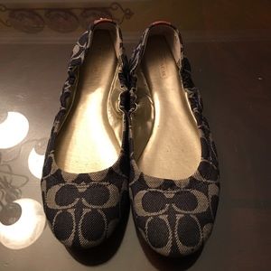 COACH blue denim signature flats sz 9