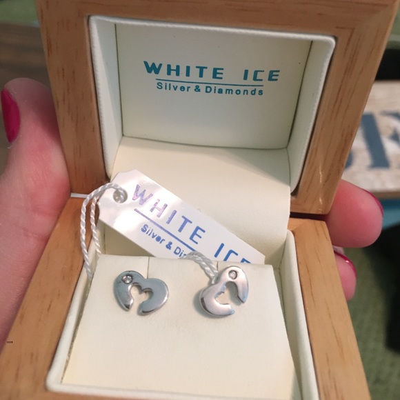 Sterling silver and diamond earrings