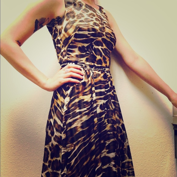 Mid length leopard print dress