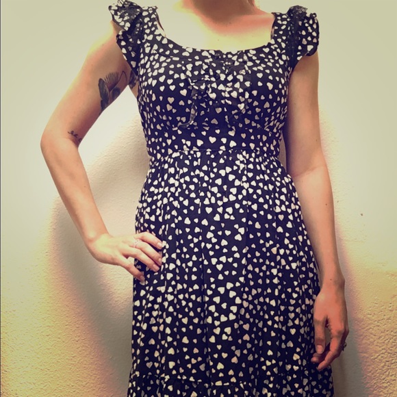 Forever 21 heart patterned black lace dress