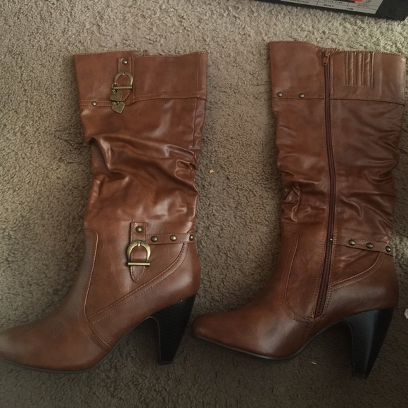 Brown heeled boots
