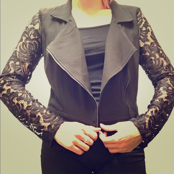 Black lace cropped jacket