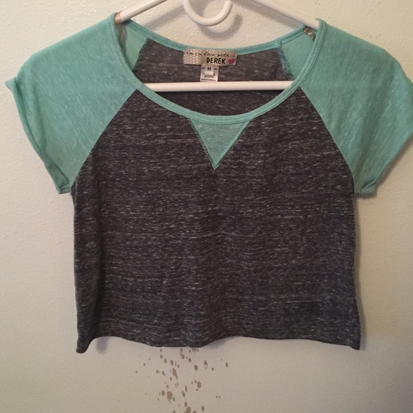 Grey and Teal Crop Top