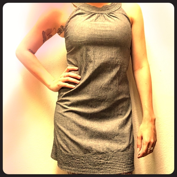 Gray mini dress with high neck