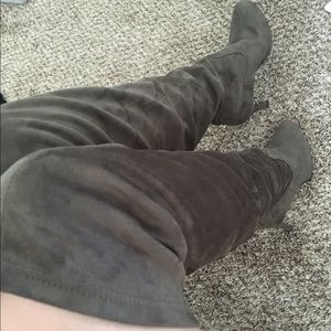 GREY SUEDE THIGH HIGH BOOTS