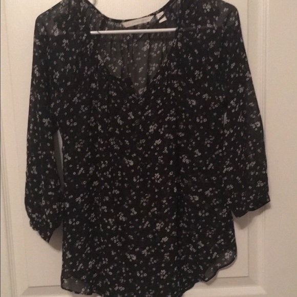LC Lauren Conrad Tops - Black and white floral shirt