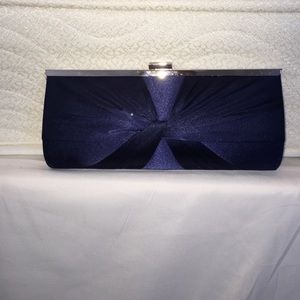Navy blue satin clutch