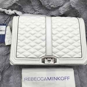 Rebecca Minkoff white quilted Love Jumbo Crossbody