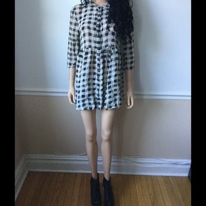 TOPSHOP Sheer Checkered Babydoll Dress Size 6