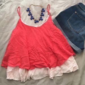 Flowy red and white top
