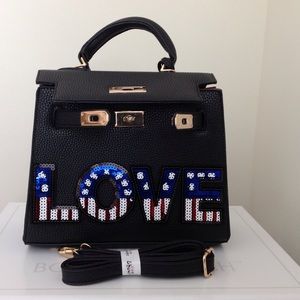 Bags - Appliqué/Patch Sequin Top Handle/Crossbody Tote Bags - Appliqué/Patch Sequin Top Handle/Crossbody Tote