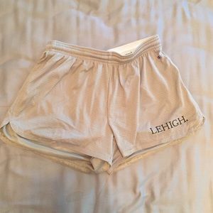 Small champion running shorts with Lehigh college