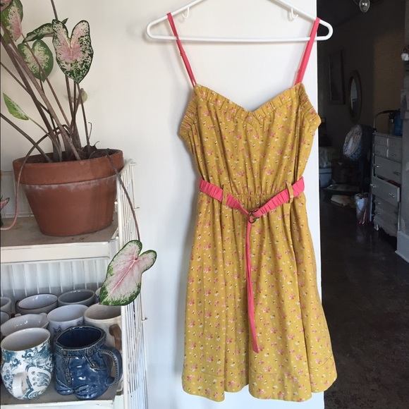 Urban Outfitters mustard + floral dress