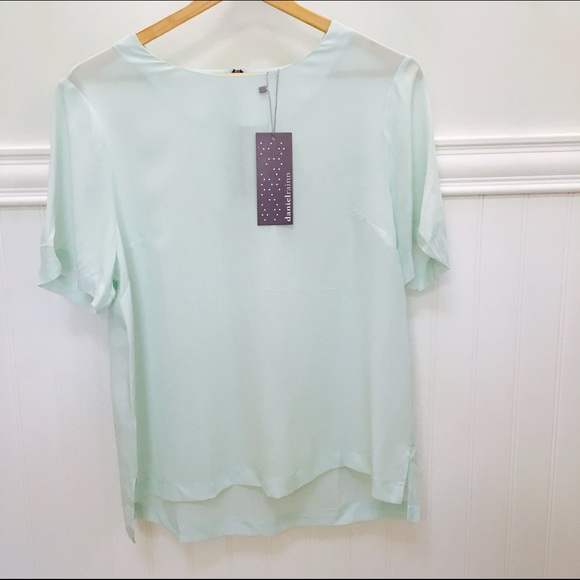 🆕 Daniel Rain Mint Green Silk Top - Picture 2 of 4