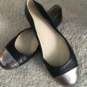 Nine West Silver Toe Flats