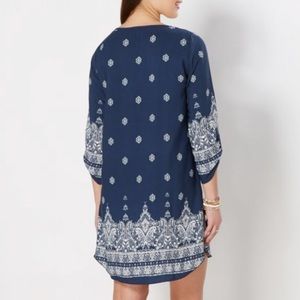 Boho Gold Bar Shift Dress Paisley Print Confy New