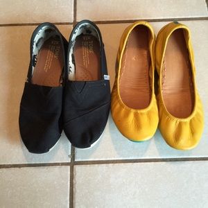 Tieks mustard yellow size 8  and Toms Size 7.5W
