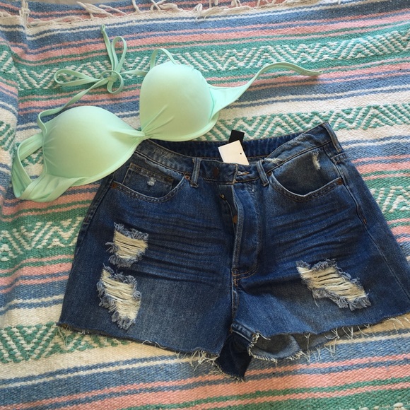 High waisted jean shorts