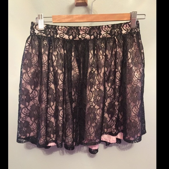 Kids Black and pink lace skirt