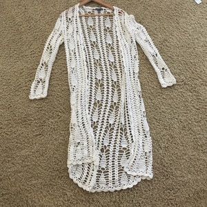 Long crocheted cardigan