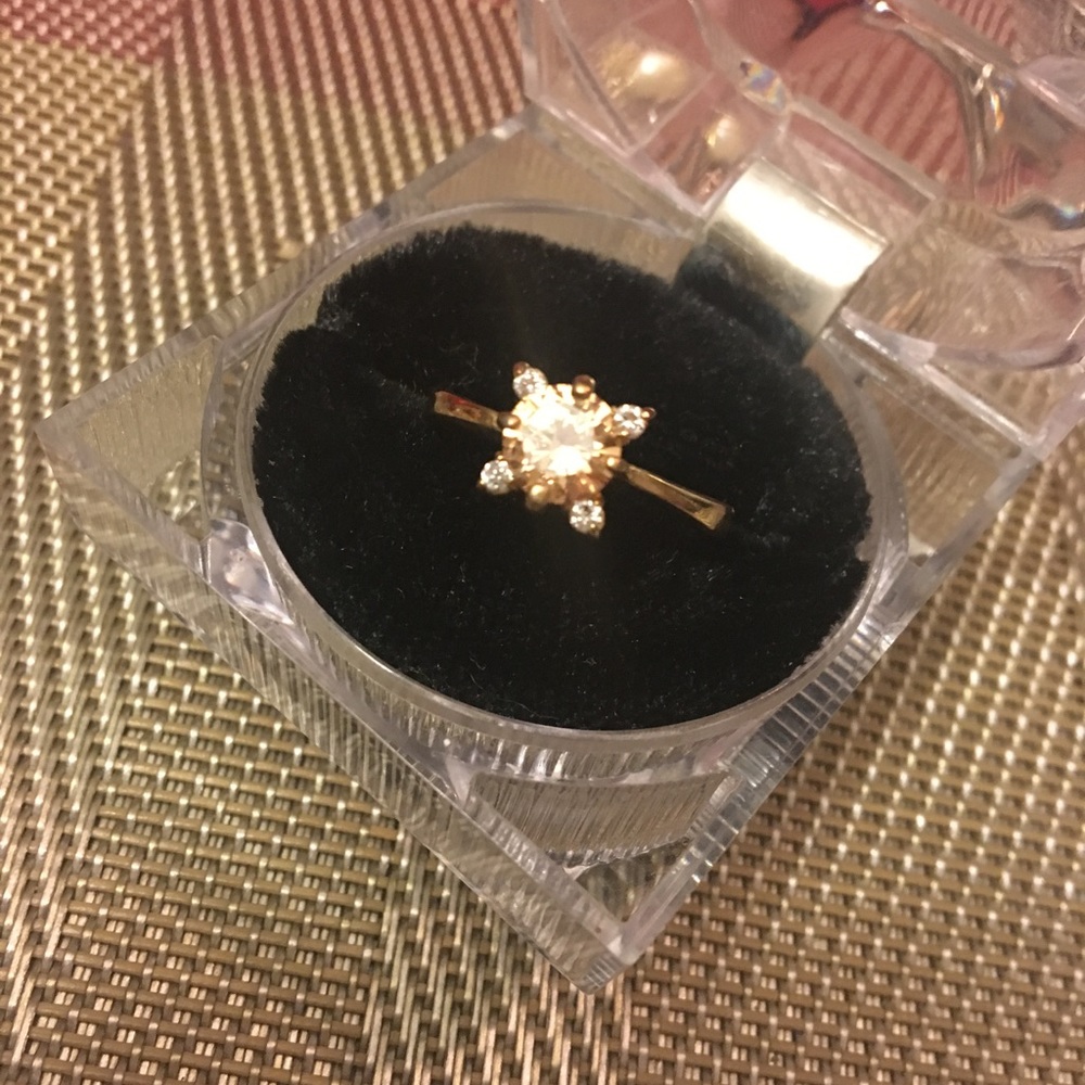 Rose gold Cz multi color stone ring