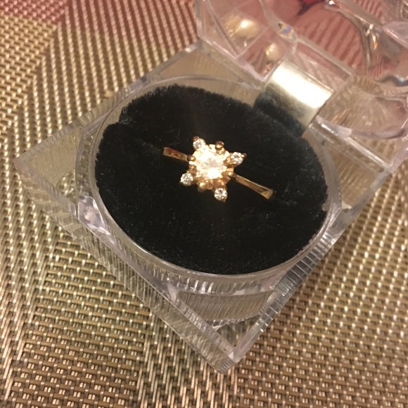 Rose gold Cz multi color stone ring - Picture 1 of 4