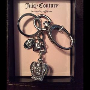Juicy Couture keychain with a heart and crown.