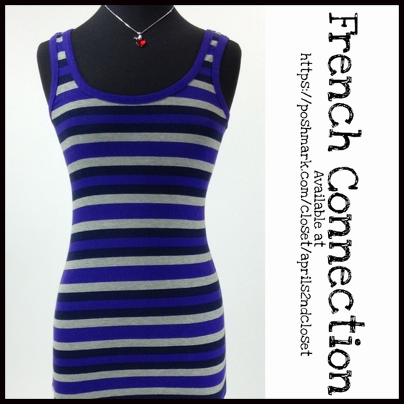 ❌SOLD❌FRENCH CONNECTION STRIPED MINI TANK DRESS - Picture 3 of 6