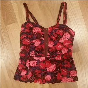 Free People candy coated corset style floral tank