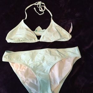 Jcrew factory light blue seersucker bikini