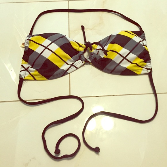 Plaid halter bathing suit top