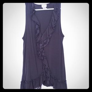 Black Ruffle Sleeveless Top