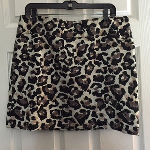 Ann Taylor Loft 12 lined ocelot print mini skirt