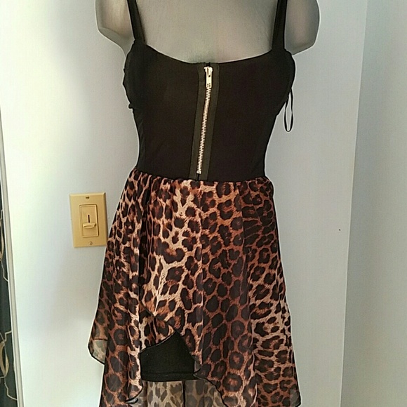 Black & Cheetah Print Mixi/Maxi Dress - Picture 2 of 4