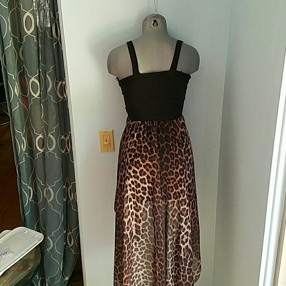 Black & Cheetah Print Mixi/Maxi Dress - Picture 3 of 4