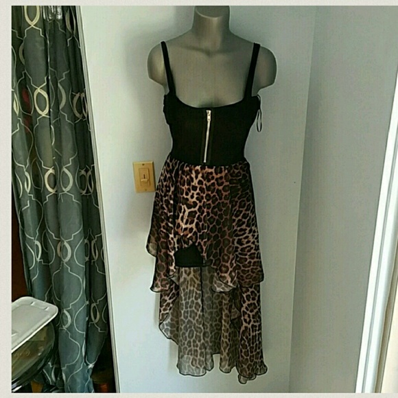 Black & Cheetah Print Mixi/Maxi Dress - Picture 4 of 4