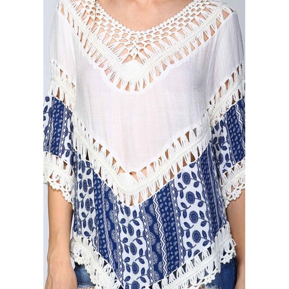 🚨1 HR SALE🚨JEANNE Boho tunic top- BLUE - Picture 4 of 4