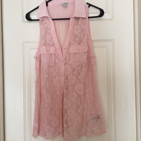 Guess Pink Sheer Top