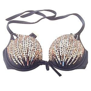 Victoria's Secret clasp back sequin swim top!