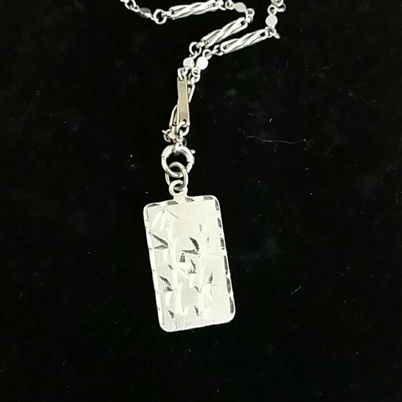 9 " Silver Plated 1" Rectangular Pendant - image 2
