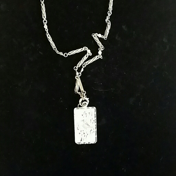 9 " Silver Plated 1" Rectangular Pendant - image 3