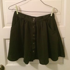 Dark olive green button down Tobi miniskirt
