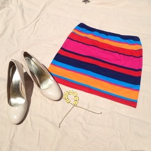 '80s in Technicolour' Striped Mini Skirt
