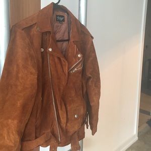 Brown suede fringe motorcycle jacket
