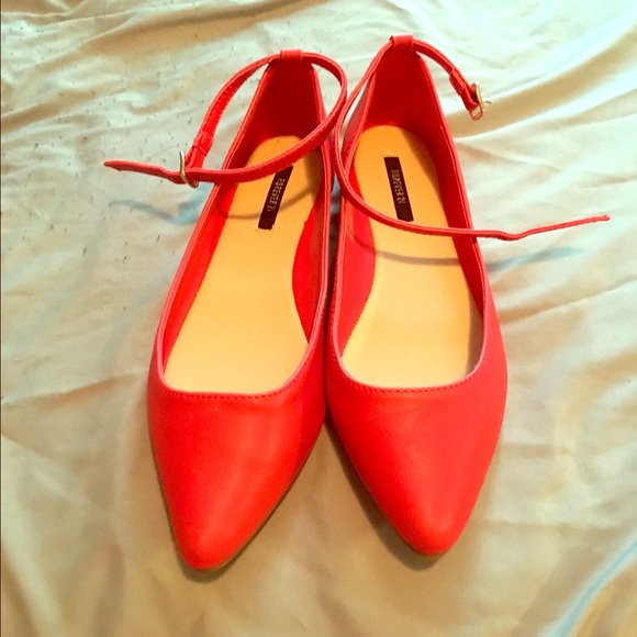 red flats with ankle strap